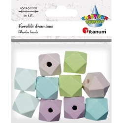 Koraliki drewniane kostki ścięte pastel 10szt - Titanum