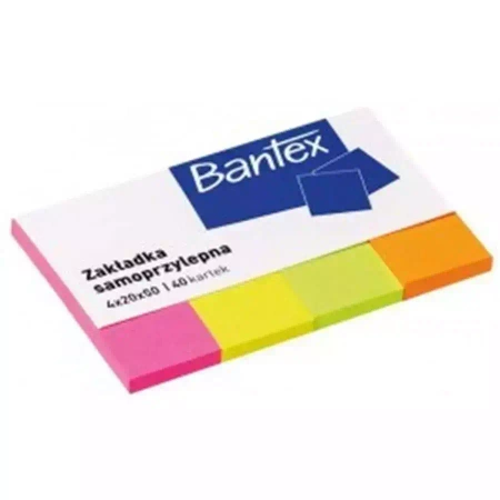 Zakładki Samoprzylepne 20x50mm W Okładce, 4 kolory Po 40 kartek