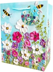 Torebka ozdobna matowa 18x23x10cm Pszczoły - Fresh