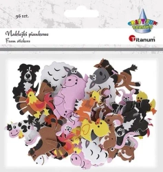 Naklejki piankowe zwierzęta zagrodowe mix 96szt - Titanum