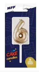 Świeczka złota balon cyfra 6 - MFP