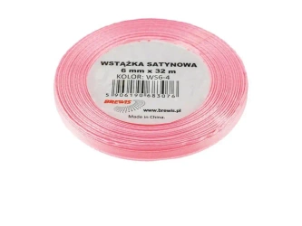 Wstążka satynowa jasna różowa 6mmx32m - Brewis