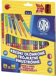 Kredki ołówkowe trójkątne dwustr. 24=48 kol. ASTR - ASTRA papiernicze