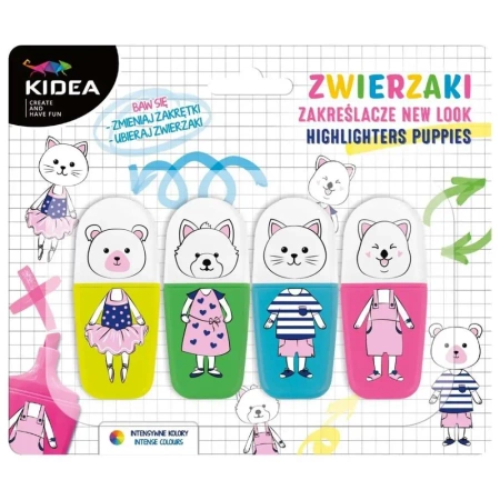 Zakreślacze zwierzaki - new look 4szt KIDEA - DERFORM