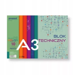 Blok techniczny A3 Premium kolor 250g 10 arkuszy - Penword