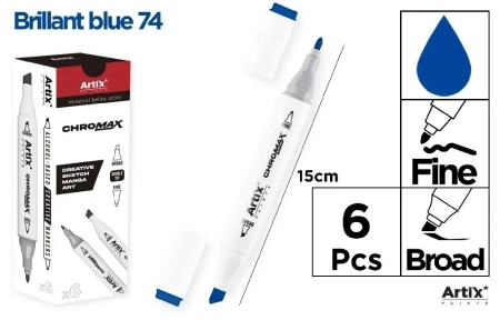 Marker Chromax z 2 końcówk brilliant blue 74 (6szt - Artix