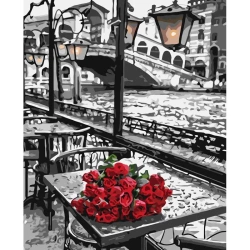 Malowanie po numerach 40x50cm Róże na stoliku - Koh-I-Noor