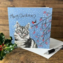 Karnet Święta kwadrat Kot i jarzębina - Alex Clark