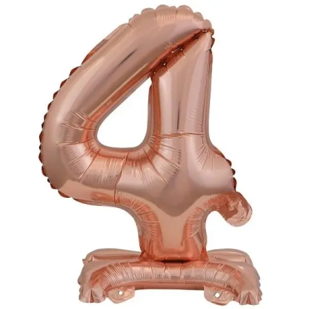 Balon foliowy mini cyfra 4 na stojaku różowe złoto - Amscan