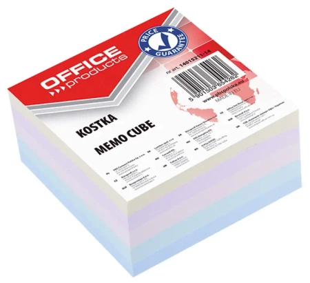 Karteczki Office Products klejone 85x85x40mm mix kolorów