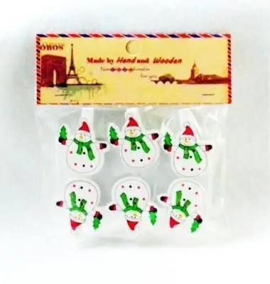 Klamerki ozdobne zimowe Bałwanek 6szt - Galeria Hobby