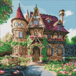 Diamentowa mozaika - Przytulny pałacyk 40x40cm - Ideyka
