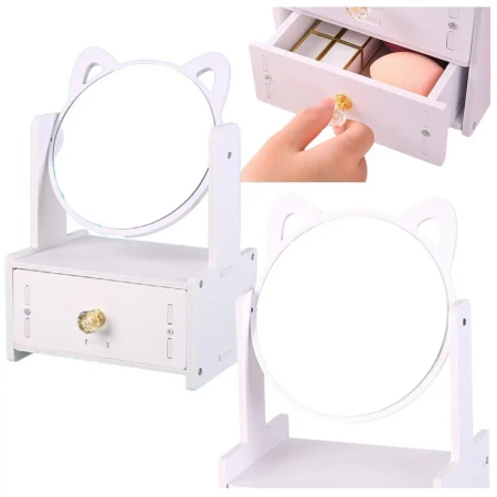 Mini toaletka lusterko do makijażu biała - Leantoys