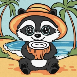 Malowanie po numerach - Szop i orzech 25x25cm - Ideyka