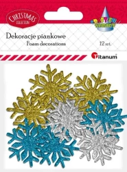 Piankowe śnieżynki brokatowe mix 12szt. - Titanum