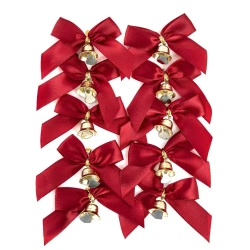 Kokardki z dzwoneczkami czerwone 10szt - Dalprint dpCraft