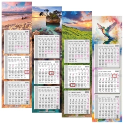 Kalendarz 2026 trójdzielny wąski płaski mix - EV-Corp