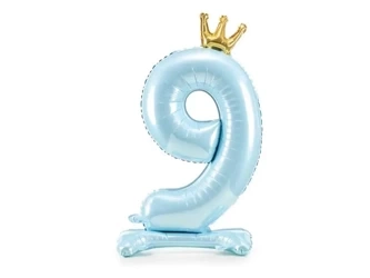 Stojący balon foliowy 9 błękitny 84cm - PartyDeco