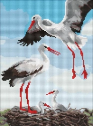 Diamentowa mozaika - Rodzina bocianów 30x40cm - Ideyka