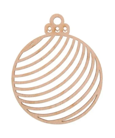 Bombka drewniana w paski 3szt naturalna - Cresco