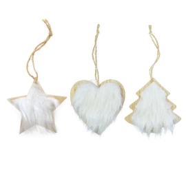 Drewniana zawieszka z futerkiem - Arpex