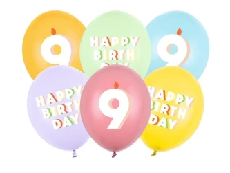 Balony 9 mix 30cm 6szt - PartyDeco