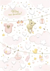 Kartka okolicznościowa Narodziny różowe - Trend