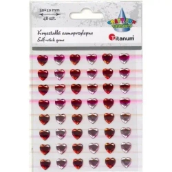 Kryształki samoprzylepne serca 10x10mm 48szt - Titanum