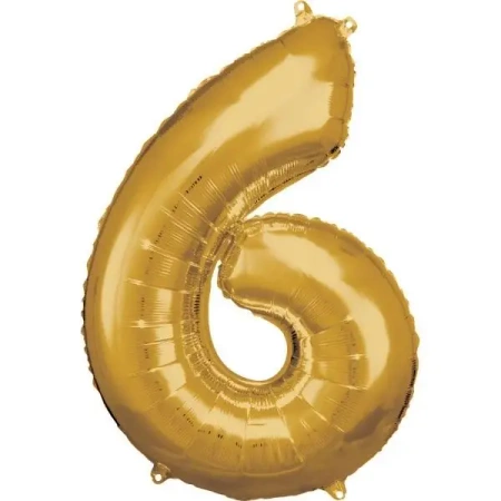 Balon foliowy cyfra 6 złota 60x86cm - Amscan
