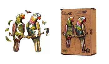 Puzzle drewniane eko 120 Papużki faliste A3 - PuzzleOK