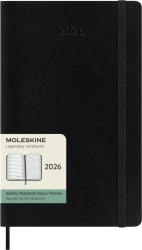 Kalendarz 2026 12M Moleskine L tygodniowy miękka oprawa czarny 13x21cm