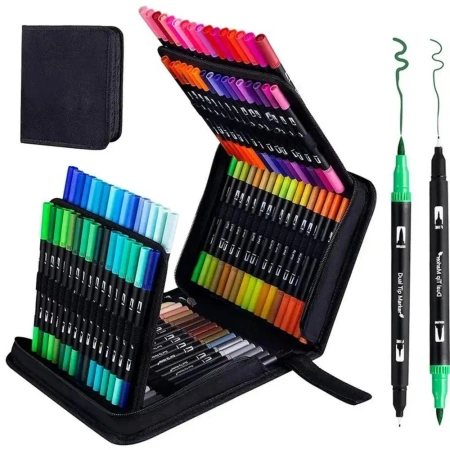 Markery dwustronne wodoodporne 120szt - Leantoys