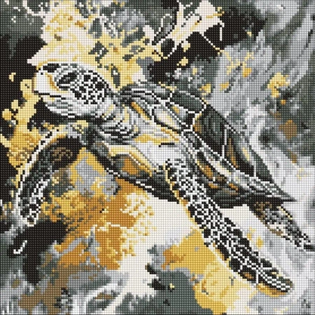 Diamentowa mozaika - Złoty żółw 40x40cm - Ideyka