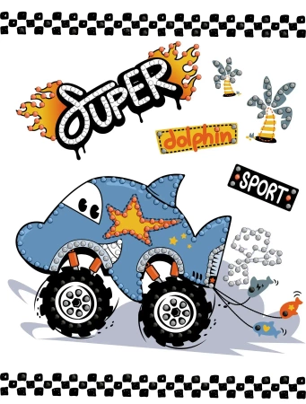 Diamentowa mozaika - Samochód delfin 15x20cm - Ideyka