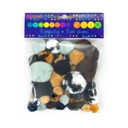 Pompony akrylowe animal prints 56szt mix - Dalprint dpCraft