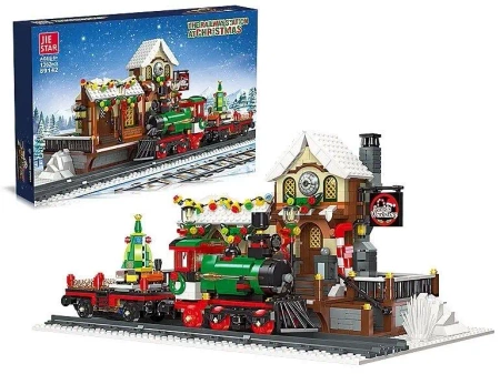 Klocki pociąg świąteczny led 55,5x9x37cm 1362el - ADAR