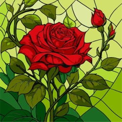 Malowanie po numerach - Witraż. Róża 30x30cm - Ideyka