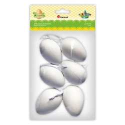 Zawieszki plastikowe jajka 40x60mm białe 6szt - Titanum