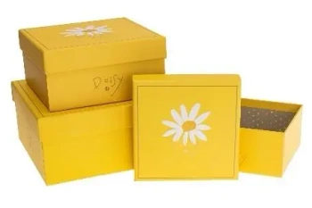 Pudełko kwadrat 3szt żółty ROZETTE