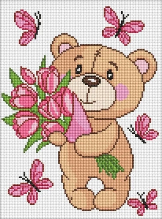 Diamentowa mozaika - Uroczy pluszowy miś 30x40cm - Ideyka