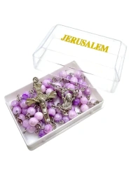 Różaniec jerozolimski liliowy w pudełku - Art Sacrum