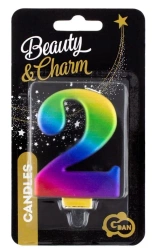 Świeczka cyferka 2 Beauty&Charm Galaxy 8cm - Godan