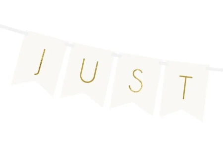 Baner Just Married biały 15x155cm - PartyDeco