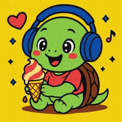 Malowanie po numerach - Żółwik je lody 25x25cm - Ideyka