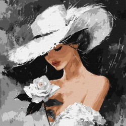 Malowanie po numerach - Biała róża 40x40cm - Ideyka