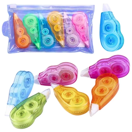Korektor w taśmie kolorowe 6szt - Leantoys