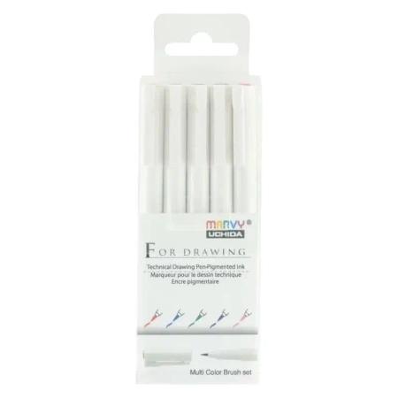 Cienkopisy graficzne z końcówką pędzelkowatą 5szt - Marvy