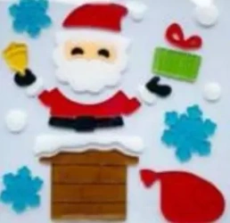 Żelowe naklejki dekoracyjne - BN Mikołaj w kominie - MCD