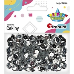 Cekiny okrągłe 9mm metaliczne srebrne 14g - Titanum