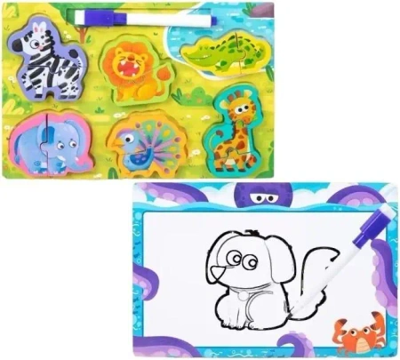 Puzzle 2w1 drewno i tablica - Merkpol